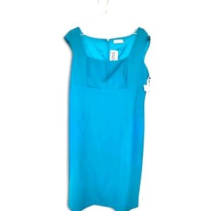 CALVIN KLEIN Women's Sheath Dress Size 14 Sleeveless Midi Dress Blue